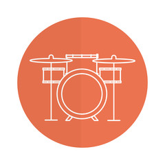 Sticker - battery drums musical instrument vector illustration design