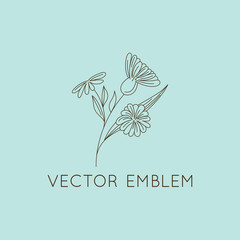 Poster - Vector logo design template - floral illustration in simple minimal linear style