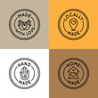Vector set of emblems, badges and icons for handcrafted goods  crafters and designers selling unique, handmade goods - round tags for packaging and lables