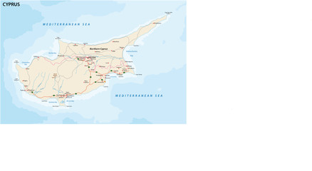  Road map of mediterranean sea island cyprus