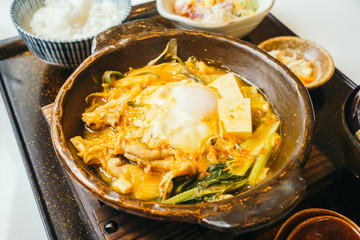 Poster - Kimchi nabe in hot plate with rice