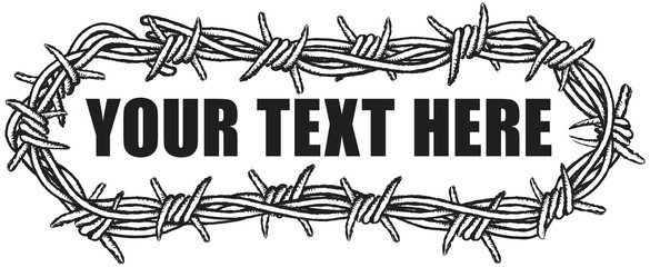 Barbed wire border. Clipart illustration of a barbed wire border on a white background. 