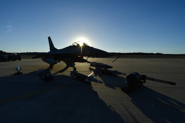 Wall Mural - Fighter aircraft on the runway