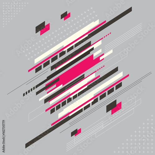 Cuadros en Lienzo Abstract technology modern geometrical shape with line background, Vector