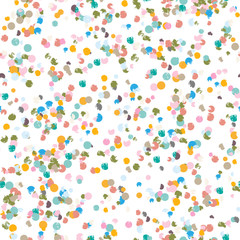 Poster - 
Modern Abstract  Confetti Vector Seamless Pattern.  Colorful grunge texture circles in pastel colors on white background. Perfect for party invitations, wrapping paper or web design.
