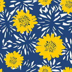 Poster - hand drawn flowers seamless pattern