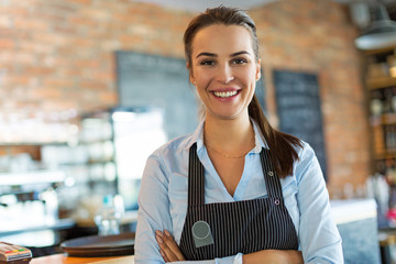 Wall Mural - Woman working at cafe
