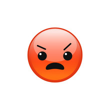 Vector Angry Pouting Grumpy Mad Red Emoji Emoticon Face Icon Isolated On White Background