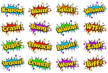 Pop Art Comic Sound Effects Bubbles