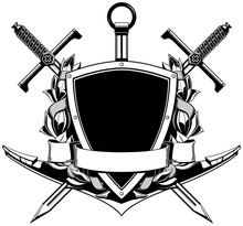 The Black White Coat Of Arms With Swords And Anchor