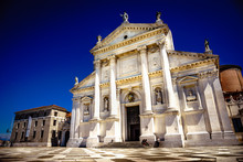 The landmark Benedictine Church of San Giorgio Maggiore on an island in Venice. It was built in 1610