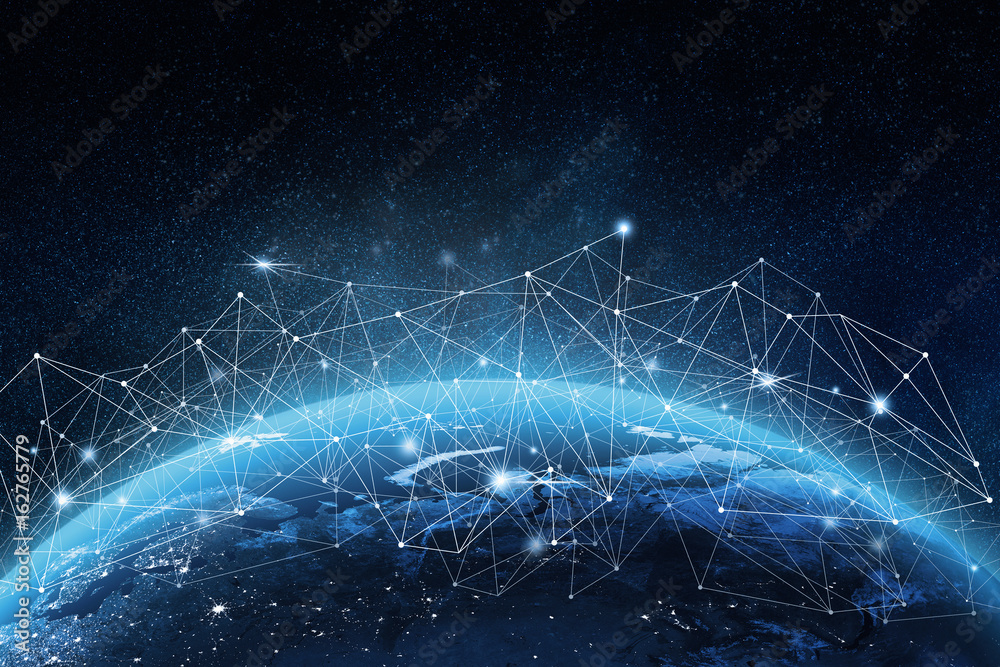 Global network on Earth concept. 3D rendering elements of this image ...