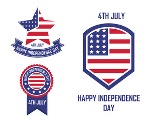 Wall Mural - Modern Patriotic 4th Of July USA Independence Day Emblem Logo Set