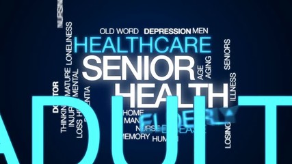 Sticker - Senior health animated word cloud, text design animation.