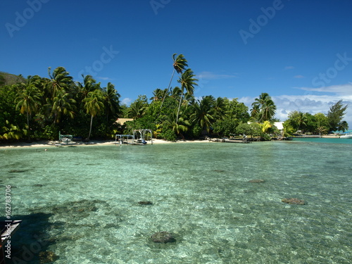 Fotografie, Obraz Viviendas y embarcaderos en el motu Toopua, Bora Bora