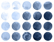 Watercolor Circles Collection Gray Colors. Stains Set Isolated On White Background. Design Elements