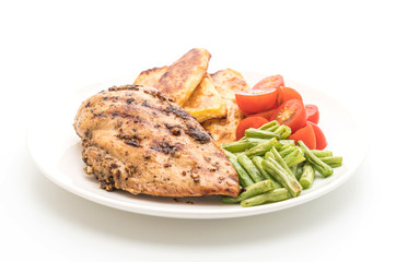 Wall Mural - grilled chicken steak with potatoes tomatoes and green beans