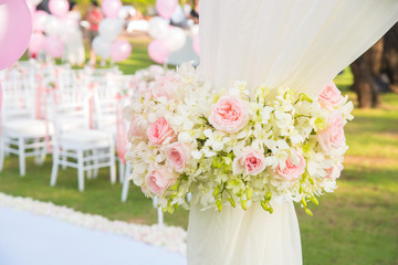 Flowers decoration in wedding ceremony.