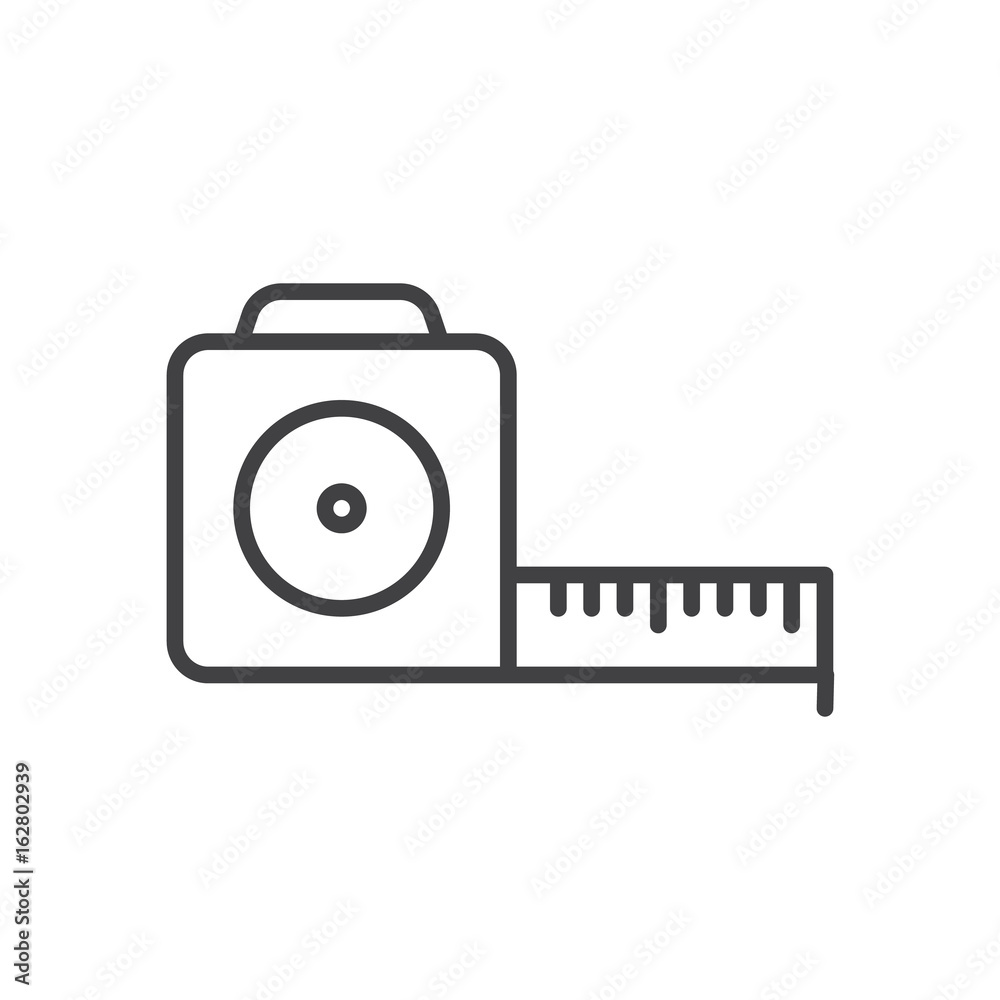 Tape measure roll line icon, outline vector sign, linear style ...