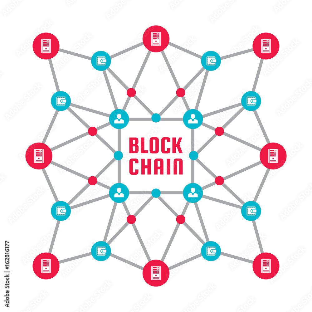 Blockchain network computer technology - creative vector concept ...