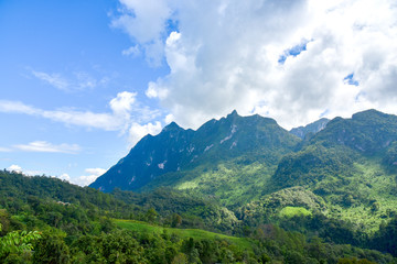 Wall Mural - Beautiful landscape of Doi Luang Chiang Dao high mountain in Chiang Dao District of Chiang Mai Province, Thailand.