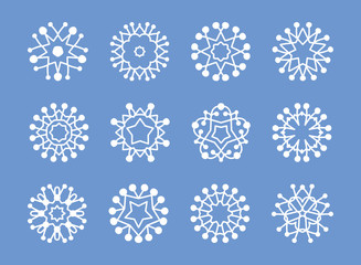 Sticker -  Set of Snowflake Icons. Christmas Ornaments