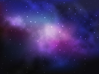 Wall Mural - vector space background with colorful nebula and bright stars.