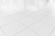 © DifferR - White tile floor background in perspective view. Clean, shiny, symmetry with grid line texture. For decoration in bathroom, kitchen and laundry room. And empty or copy space for product display also.