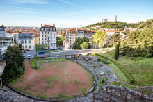 Cityscape View With Amphitheatre Des Trois-Gaules In Lyon, France