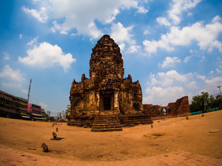 Phra Prang Sam Yot, the Khmer temple in Lopburi, Thailand