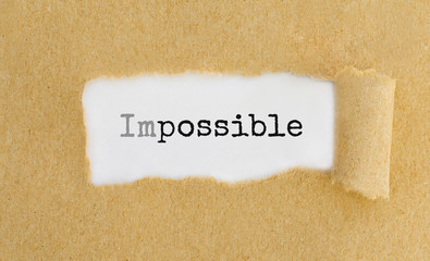 Poster - text impossible appearing behind ripped brown paper