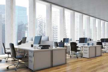 Poster - Workplace in an open space office, side
