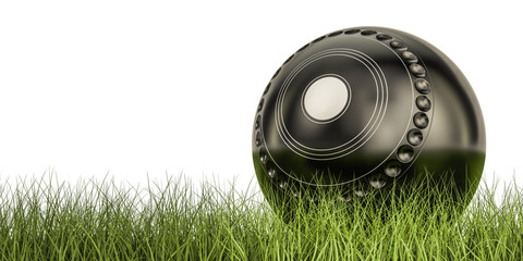 Poster - Lawn bowl ball concept on the grass, 3D rendering