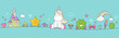 Einhorn Pony Fantasy Banner mit Regenbogen, Sternen, Herzen und Kleeblatt
