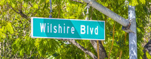 Street Sign Wilshire Blvd - LOS ANGELES - CALIFORNIA - APRIL 20, 2017