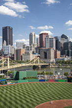 Pittsburgh Pirates PNC Park, Stadium With View Of The City, Bridge And Skyscrapers