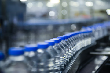 Water bottles in production line