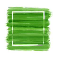 Green brush paint background with white brush frame