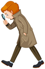 Poster - Detective man with magnifying glass