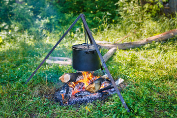 cooking food at the stake 