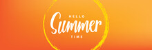 Hello Summer Time Heading Design For Banner Or Poster. Summer Event Concept. Vector Illustration.