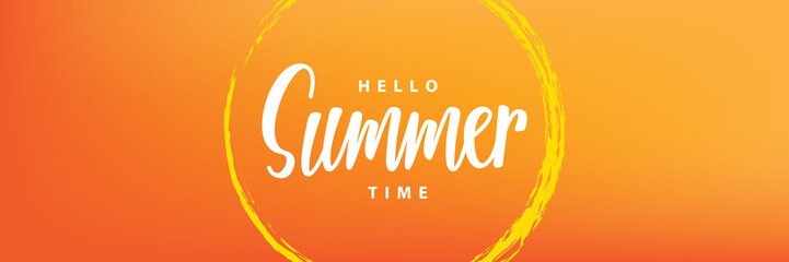 hello summer time heading design for banner or poster. summer event concept. vector illustration.