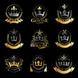 © Sylverarts - Royal Crowns emblems set. Heraldic Coat of Arms decorative logos isolated vector illustrations collection.