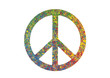 Colorful painted peace symbol isolated on white with clipping path