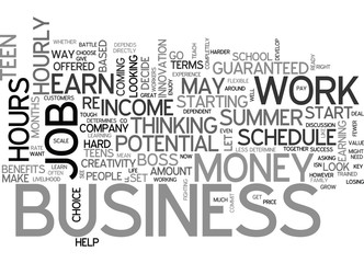 Wall Mural - WILL YOUR TEEN MAKE MONEY THIS SUMMER TEXT WORD CLOUD CONCEPT