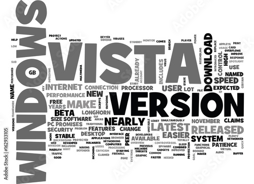 Fotografie, Obraz WINDOWS VISTA AN OVERVIEW TEXT WORD CLOUD CONCEPT