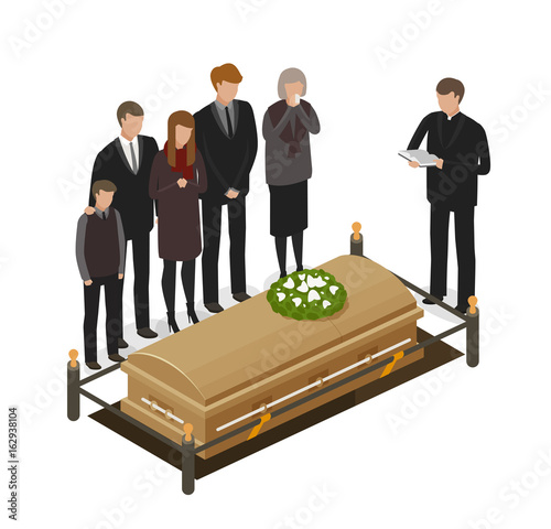 Funeral Ritual Mourning Concept Burial Grave Dead Coffin Icon Or Symbol Cartoon Vector Illustration Buy This Stock Vector And Explore Similar Vectors At Adobe Stock Adobe Stock
