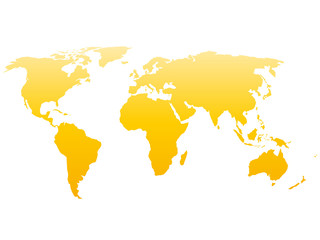 Wall Mural - World map silhouette. Vector yellow gradient isolated on white background.