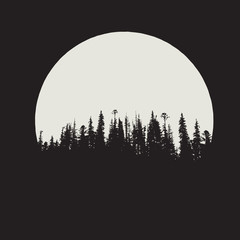 forest silhouette on moon background
