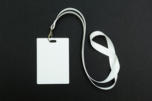 Lanyard And Badge. Conference Badge. Blank Badge Template With White Strap.
